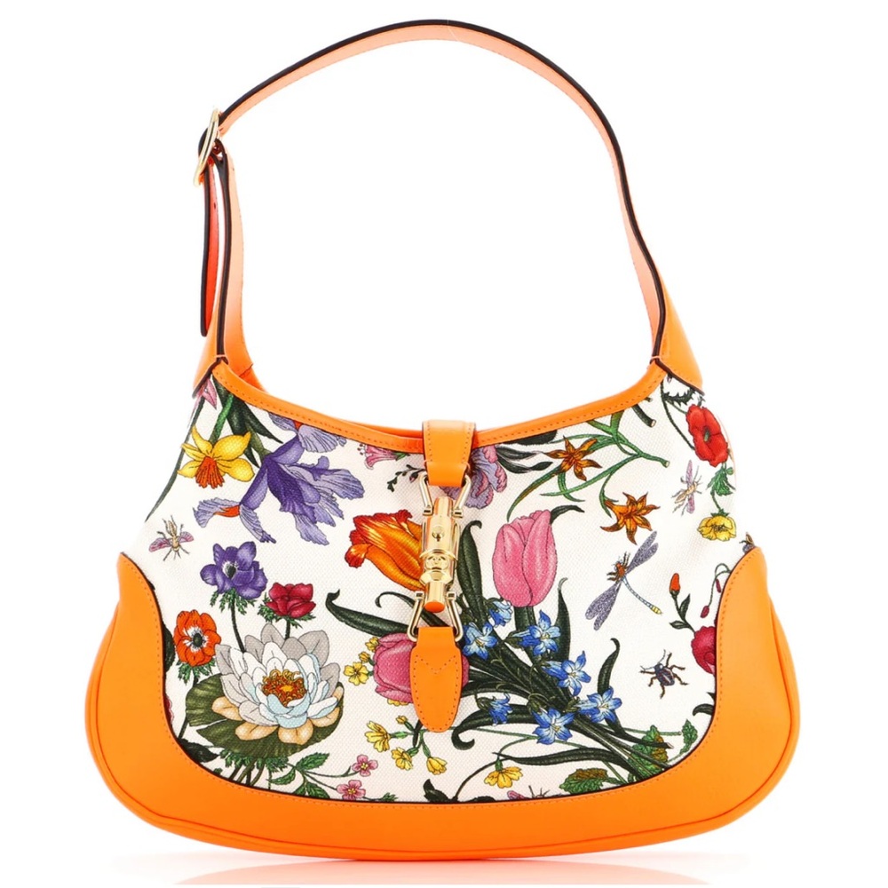 Jackie Hobo Flora Canvas with Leather Medium